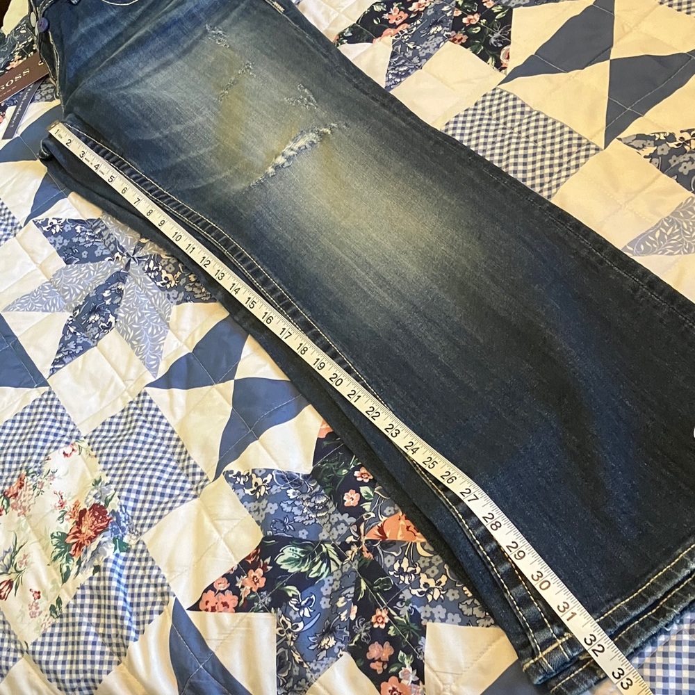 Vigoss Women's Distressed Blue Boot Cut Jeans - Picture 7 of 10